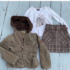 Pampolina PJE European Designer Girls Boutique 3 Piece Set Skirt Top Jacket Sz 7